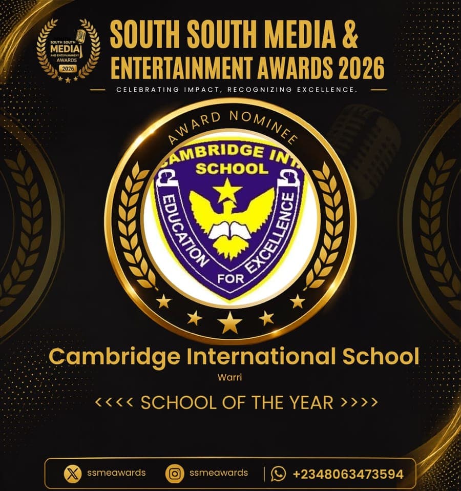 Official SSMEA 2026 nominee flier for Cambridge International School, Warri