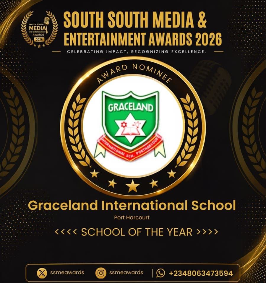 Official SSMEA 2026 nominee flier for Graceland International School, Port Harcourt