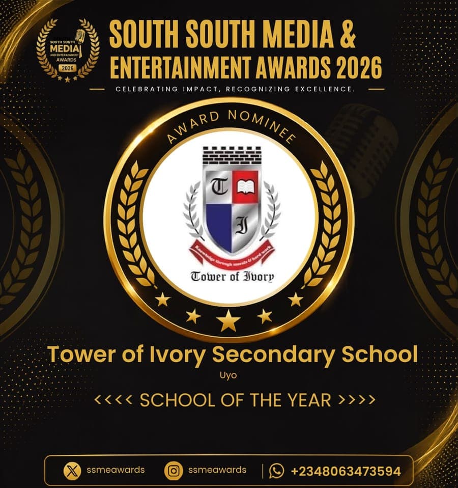 Official SSMEA 2026 nominee flier for Tower of Ivory Secondary School, Uyo